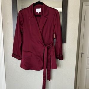 Greylin Deep Red Wrap Blazer